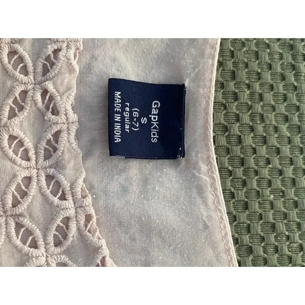Gap Kids Girls Eyelet Dress Pink Cameo Sleeveless Cotton Size S 6-7 Regular